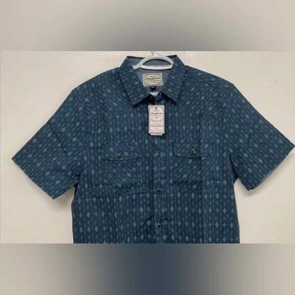 Flag & Anthem Men’s Western Shirt Plaid Snap Button Up Shirt Blue Navy Medium M - Picture 4 of 11